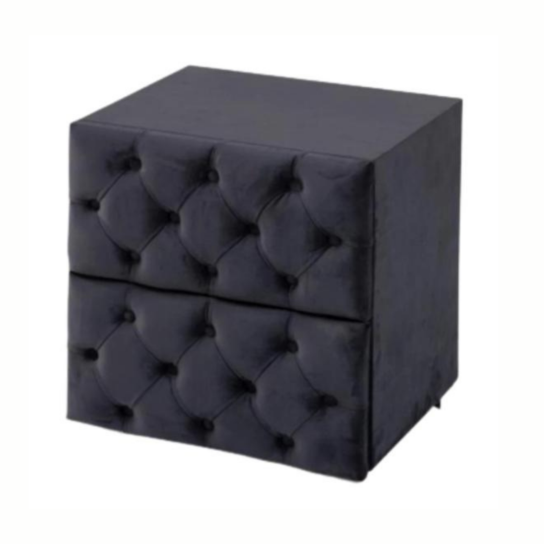 CHEVET CAPITONÉ VELOURS GRIS ANTHRACITE
