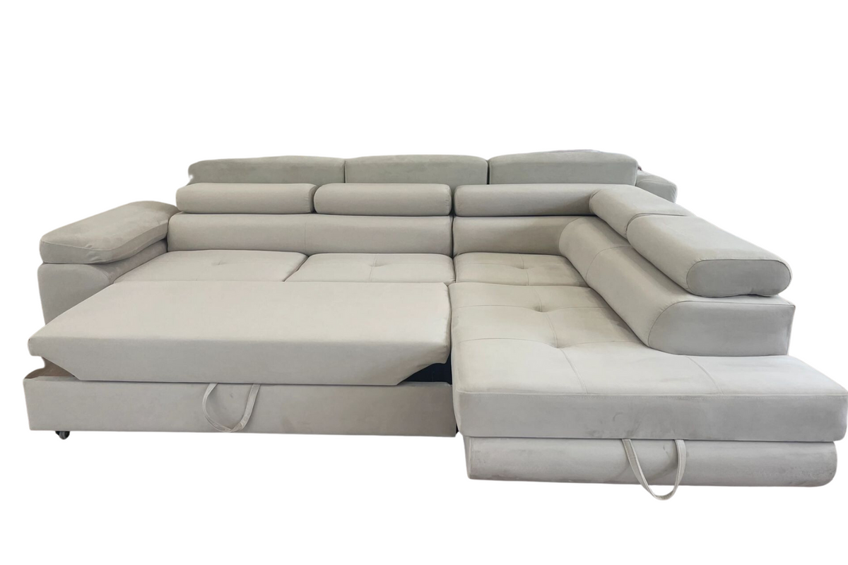 Canapé D'angle convertible Tony en velours Beige