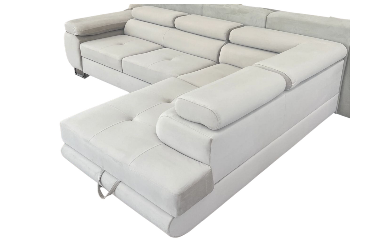 Canapé D'angle convertible Tony en velours Beige