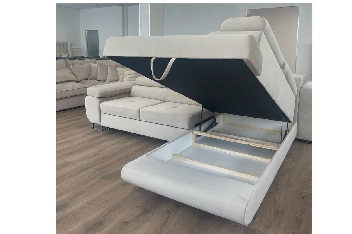 Canapé D'angle convertible Tony en velours Beige