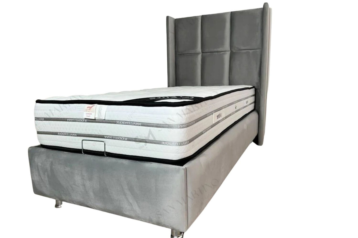 Lit Coffre Enfant RIO GRIS - Velours