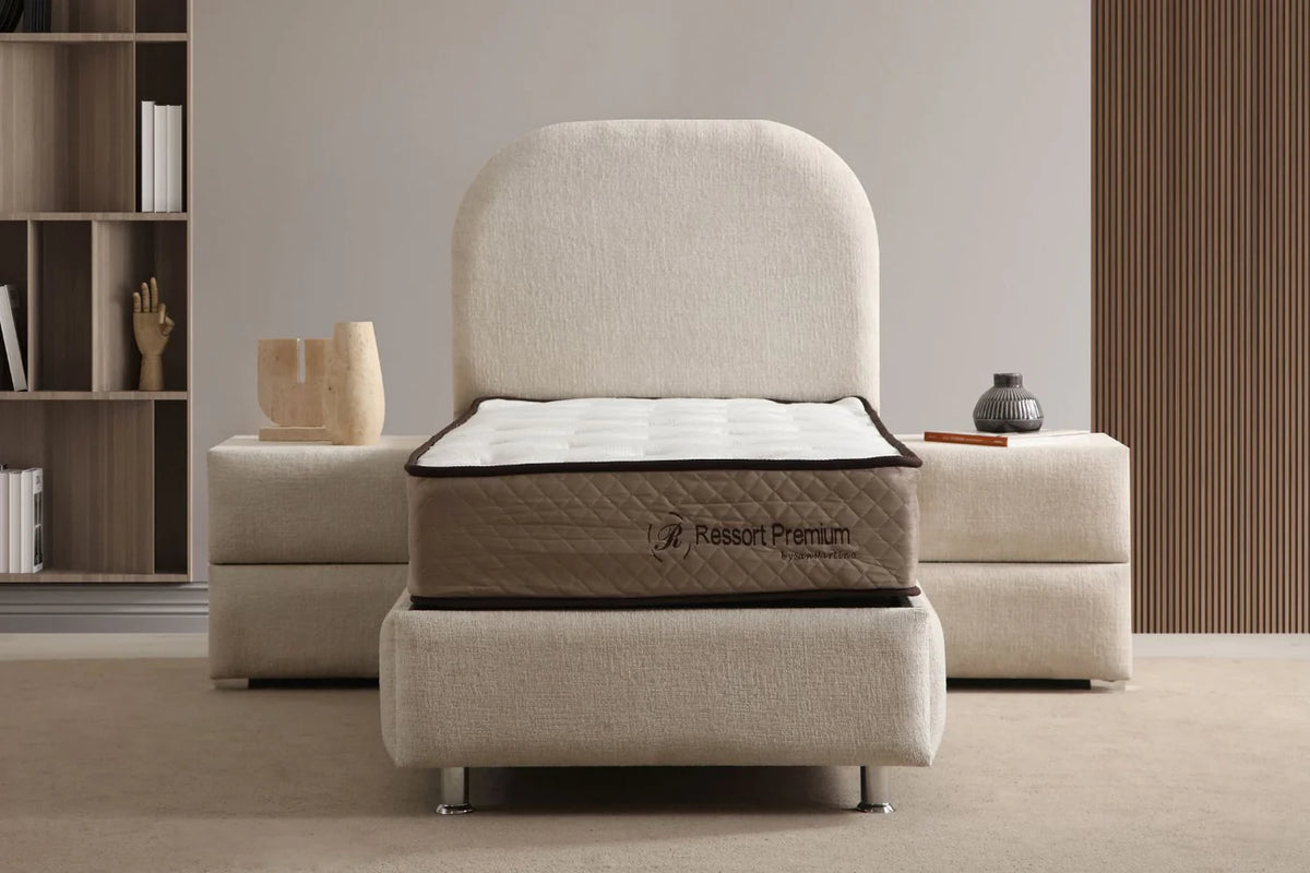 Lit Coffre JADE BLANC CASSE - CHENILLE