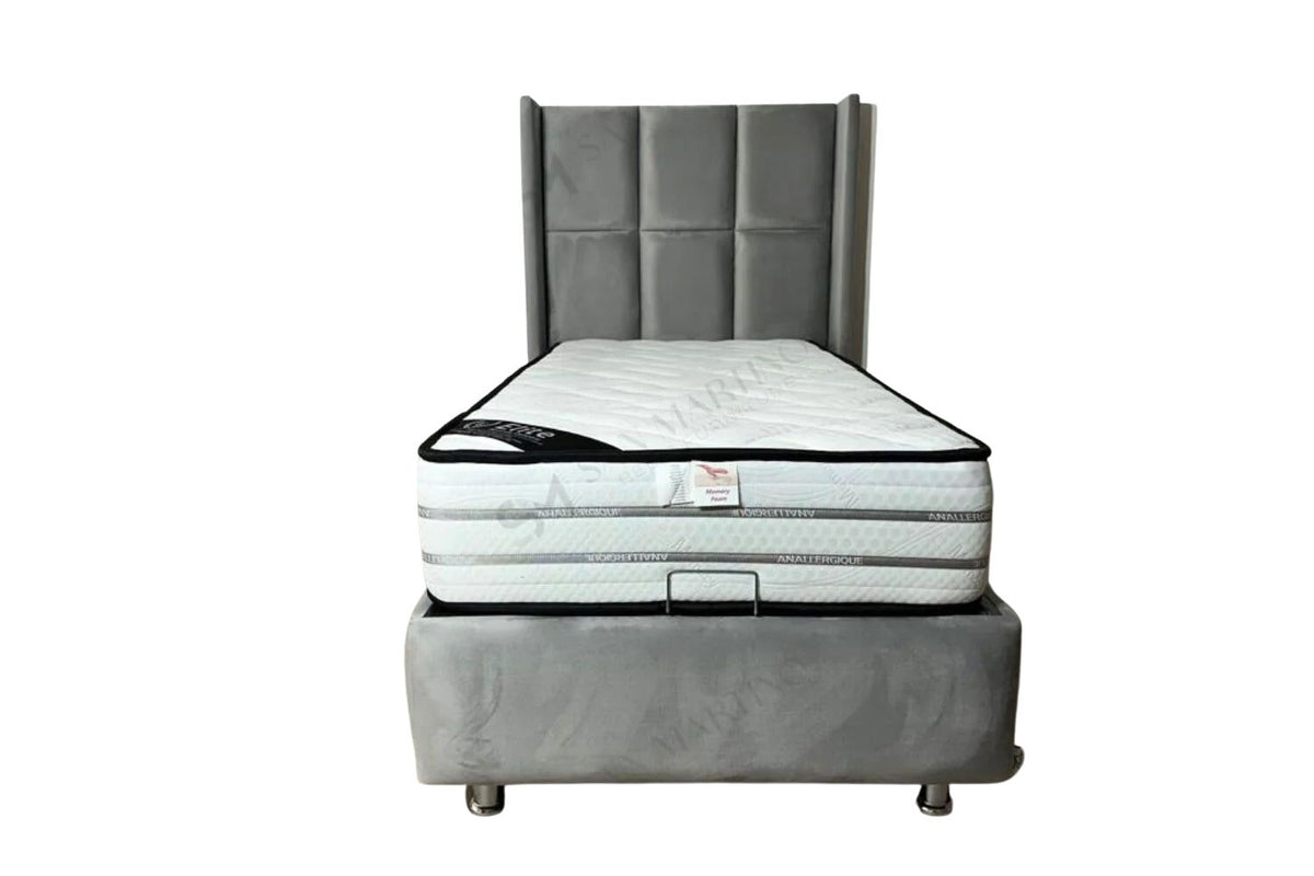 Lit Coffre Enfant RIO GRIS - Velours