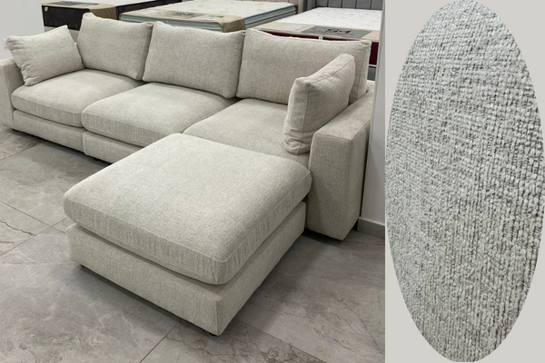 Canapé Julia Modulable Chenille Blanc 3+1 Pouf