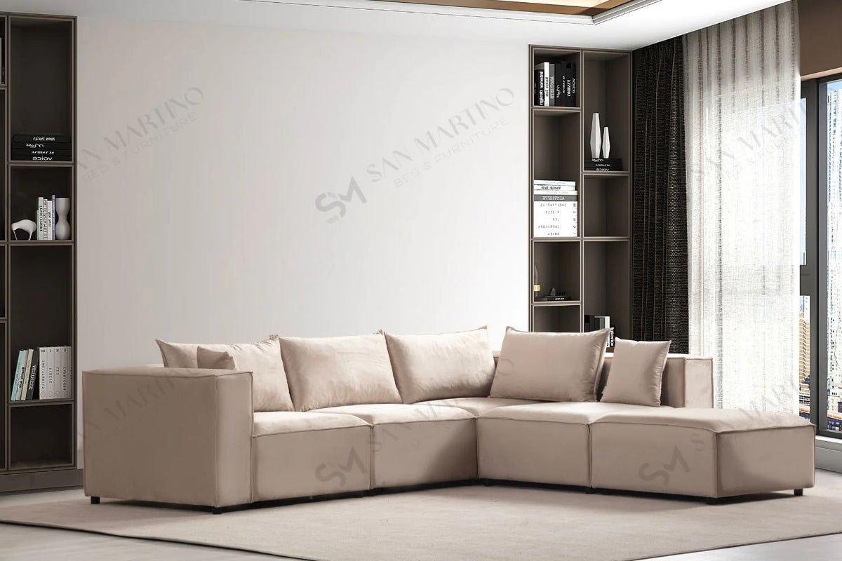 Canapé Elégance Velours 4+1 module beige