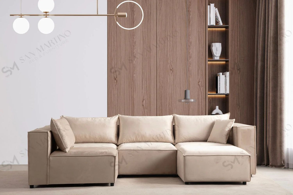 Canapé Elégance Velours 4+1 module beige