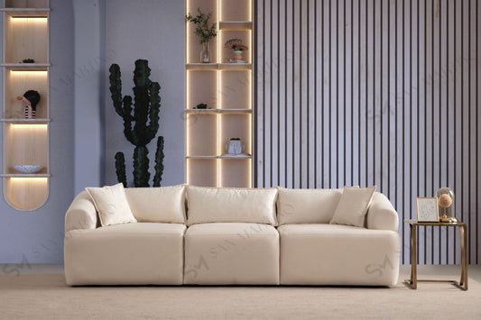 Canapé Mila Modulable Velours Blanc cassé