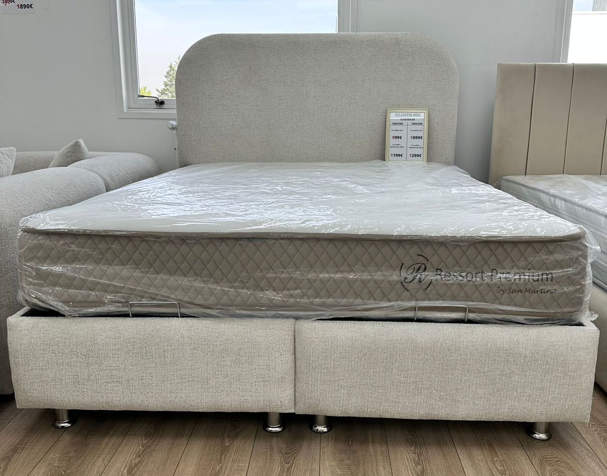 LIT COFFRE JADE CHENILLE