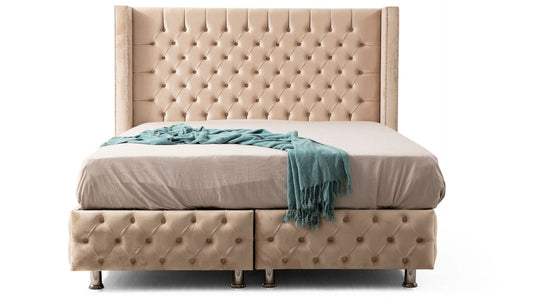 LIT COFFRE CLOUTÉ BEIGE