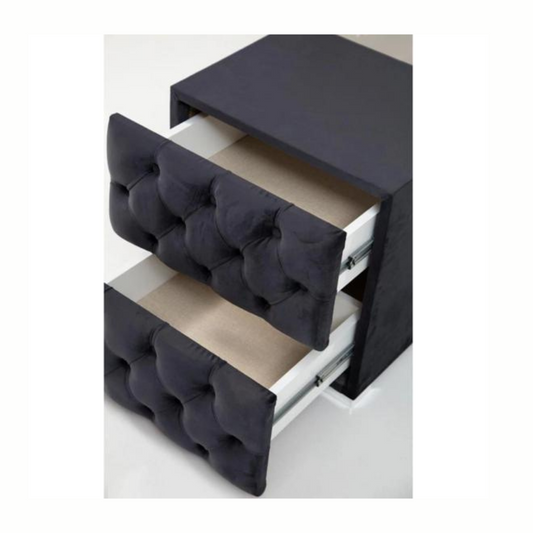 CHEVET CAPITONÉ VELOURS GRIS ANTHRACITE