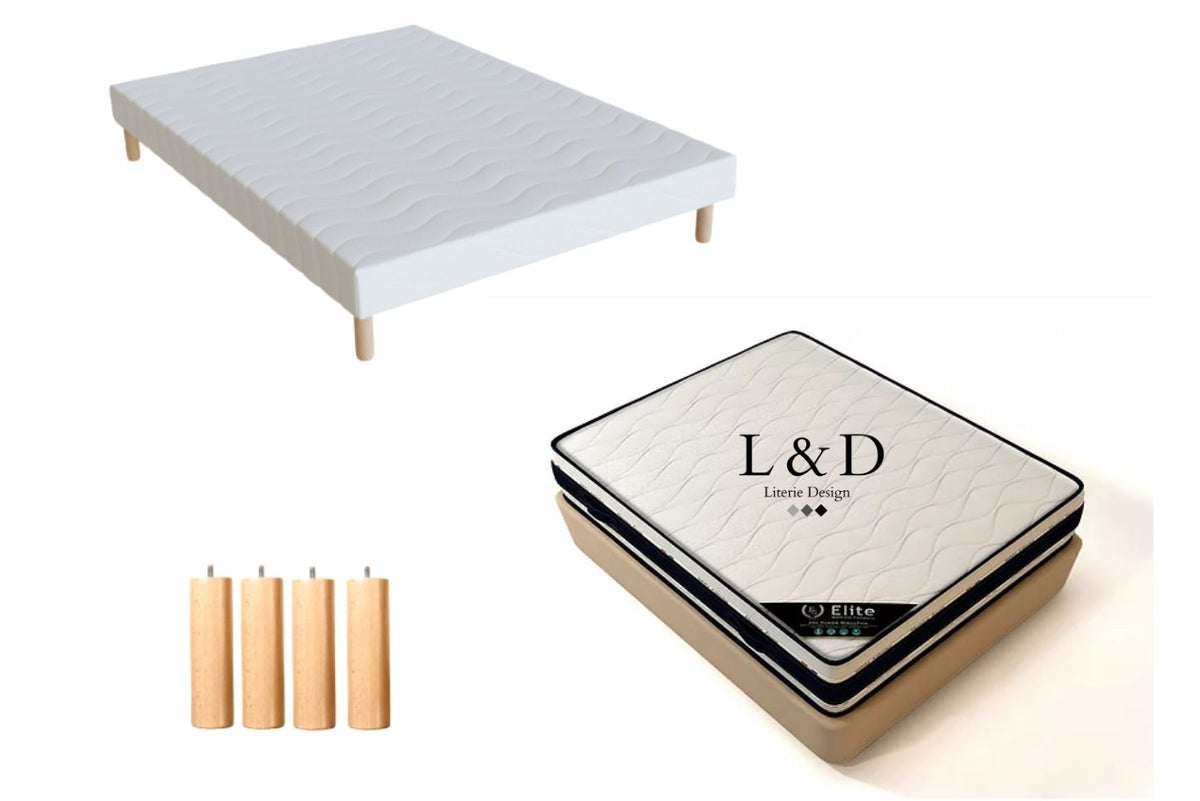 SOMMIER + MATELAS MEMORY 22CM D'ÉPAISSEUR ELITE